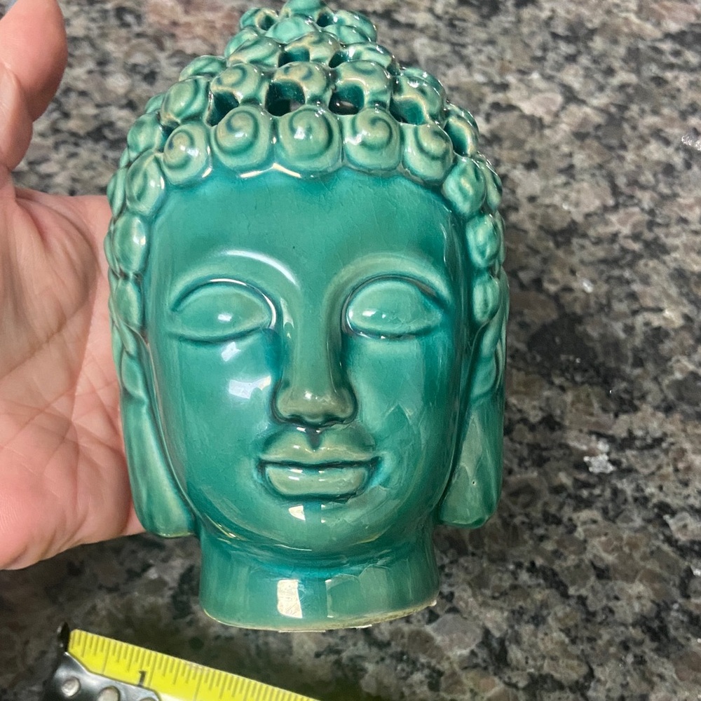 Green Buddha Head Ceramic potpourri holder home Decor - Picture 8 of 9
